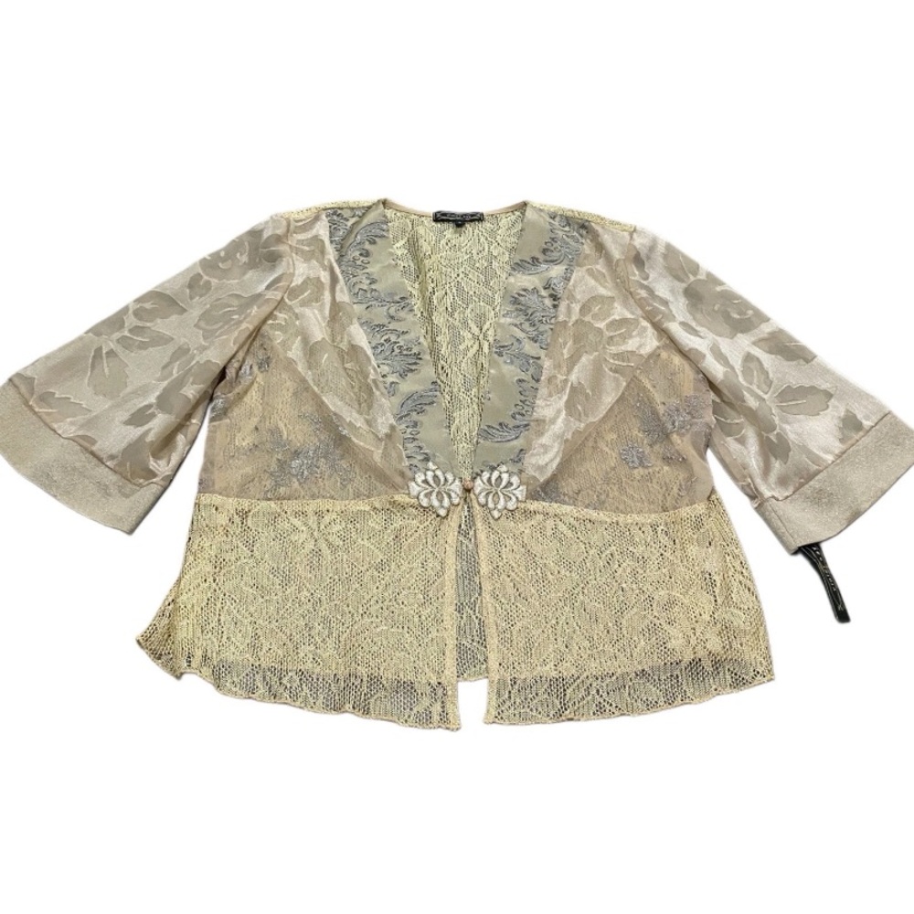 Violet Kay Cardigan Womens Large Vintage Floral Silk Blend Sheer Details